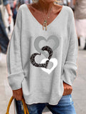 Solid V Neck Long Sleeve Loose T Shirt_CWTTL01151