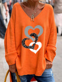 Solid V Neck Long Sleeve Loose T Shirt_CWTTL01151