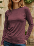 Solid Crew Neck Loose Long Sleeve T Shirt_CWTTL01153