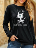 Loose Crew Neck Printed Long Sleeve T Shirt