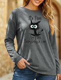 Loose Crew Neck Printed Long Sleeve T Shirt