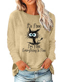 Loose Crew Neck Printed Long Sleeve T Shirt