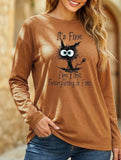 Loose Crew Neck Printed Long Sleeve T Shirt