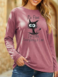 Loose Crew Neck Printed Long Sleeve T Shirt