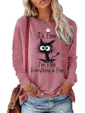 Loose Crew Neck Printed Long Sleeve T Shirt