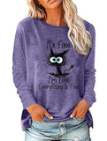 Loose Crew Neck Printed Long Sleeve T Shirt