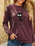 Loose Crew Neck Printed Long Sleeve T Shirt