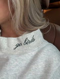 Embroidered Letter Mock Neck Sweatshirt