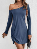 Loose Solid Long Sleeve T Shirt Dress