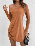 Loose Solid Long Sleeve T Shirt Dress