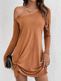 Loose Solid Long Sleeve T Shirt Dress