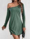 Loose Solid Long Sleeve T Shirt Dress