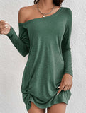 Loose Solid Long Sleeve T Shirt Dress