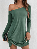 Loose Solid Long Sleeve T Shirt Dress