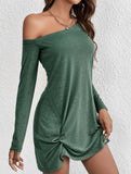 Loose Solid Long Sleeve T Shirt Dress