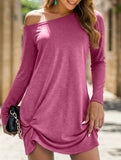 Loose Solid Long Sleeve T Shirt Dress