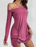 Loose Solid Long Sleeve T Shirt Dress