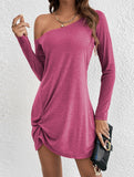 Loose Solid Long Sleeve T Shirt Dress