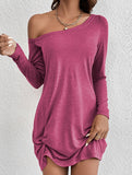 Loose Solid Long Sleeve T Shirt Dress