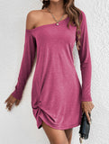 Loose Solid Long Sleeve T Shirt Dress