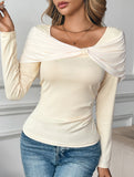 Solid Slim Fit Long Sleeve Soft Top