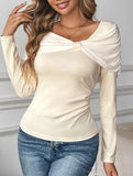 Solid Slim Fit Long Sleeve Soft Top