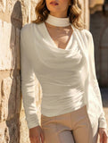 Slim Fit Tie Neck Workwear Long Sleeve Top