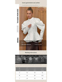 French Vintage Puff Sleeve Jacquard Top