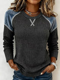 Vintage Black Waffle Knit Crewneck Sweatshirt