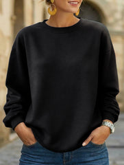 Solid Color Loose Crewneck Pullover Sweatshirt