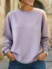 Solid Color Loose Crewneck Pullover Sweatshirt