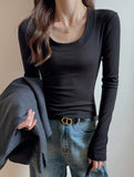 Lyocell Wide Neck Slim Base Layer Top