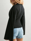 Solid Crewneck Fitted Long Sleeve Top