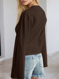 Solid Crewneck Fitted Long Sleeve Top