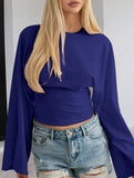 Solid Crewneck Fitted Long Sleeve Top