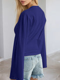 Solid Crewneck Fitted Long Sleeve Top