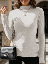 Mock Neck Faux Cashmere Slim Top_CWTTL01194