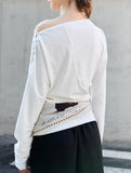 Linen Knit One Shoulder Long Sleeve Top_CWTTL01209