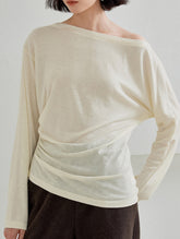 Silk Off Shoulder Long Sleeve Knit Top_CWTTL01212