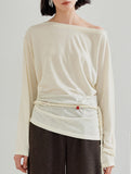 Silk Off Shoulder Long Sleeve Knit Top_CWTTL01212
