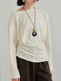 Silk Off Shoulder Long Sleeve Knit Top_CWTTL01212
