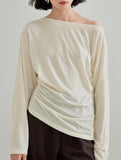 Silk Off Shoulder Long Sleeve Knit Top_CWTTL01212
