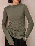 Linen Knit Asymmetric Hem Long Sleeve Top_CWTTL01213