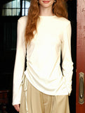 Linen Knit Asymmetric Hem Long Sleeve Top_CWTTL01213