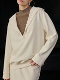 Linen Blend V Neck Hooded Pullover Top_CWTTL01216