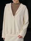 Linen Blend V Neck Hooded Pullover Top_CWTTL01216