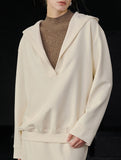 Linen Blend V Neck Hooded Pullover Top_CWTTL01216