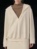 Linen Blend V Neck Hooded Pullover Top_CWTTL01216