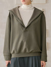 Linen Blend V Neck Hooded Pullover Top_CWTTL01216