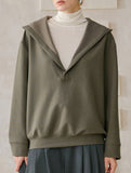 Linen Blend V Neck Hooded Pullover Top_CWTTL01216